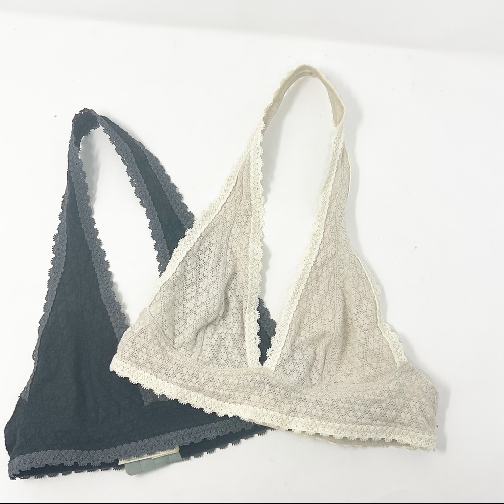 Intimately Free People Wireless Halter Lace Bra Tan and Black XS - Picture 1 of 7
